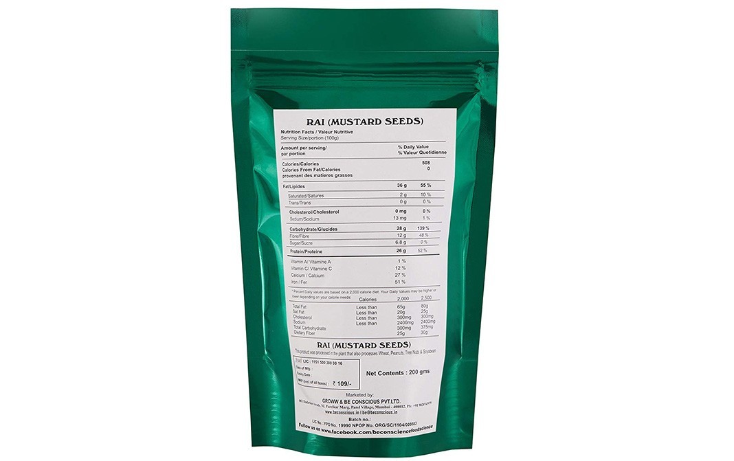 Be Conscious Rai (Mustard Seeds)    Pack  200 grams